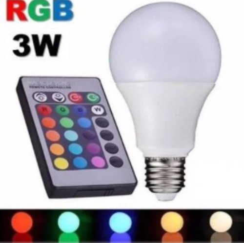Imagem 6 de 6 de Lampada Led Bulbo 3w Rgb Colorida Bivolt Controle Remoto