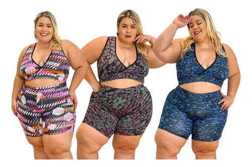 Kit 3 Conjuntos Fitness Plus Size De Academia Gin stica Frete gr tis