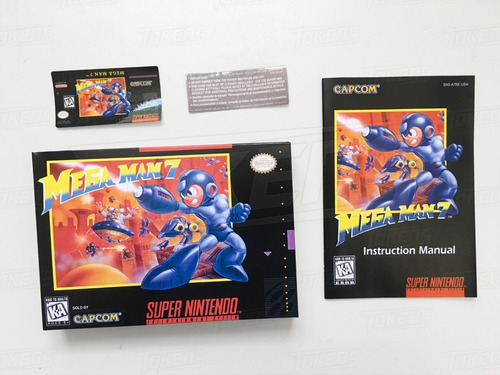 Megaman 7 Snes - Caja Custom, Soporte, Etiquetas Y Manual