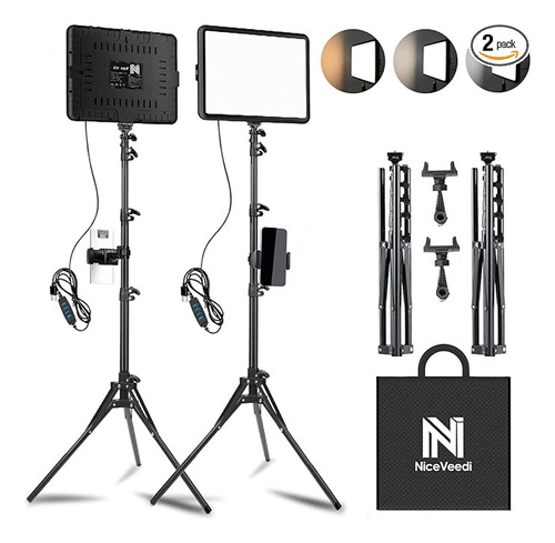 Kit De Estudio Paquete De 2 Luces Led- Trípode Y Soporte Tlf