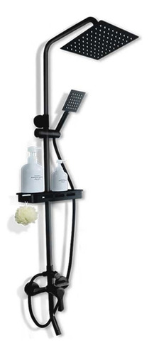 Moderna Cuadrado Columna De Ducha Negro Mate 3 Funciones