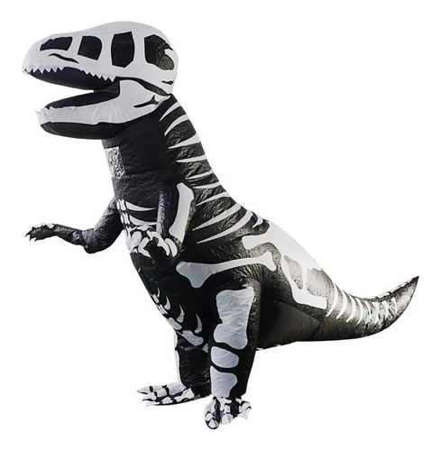 Imagen 1 de 6 de Disfraz Halloween Dinosaurio Inflable T- Rex Black Huesos