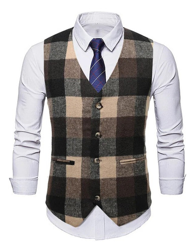 Chaleco De Tweed Para Hombre, Chaleco De Vestir A Cuadros St