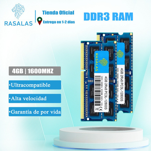 2 Unidades De Memoria Ram Pc3-12800s Ddr3l-1600 Mhz Para Ord