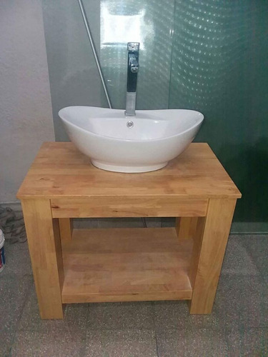 Bacha De Baño Con Mueble En Madera Maciza