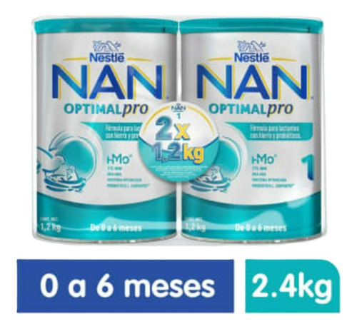 Formula Lactantes Nan Optimal Pro 1 Con 2 Latas De 1.2 Kgc/u