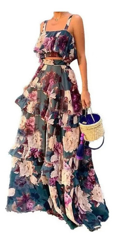 Vestido De Dos Piezas Con Estampado Floral Para Mujer