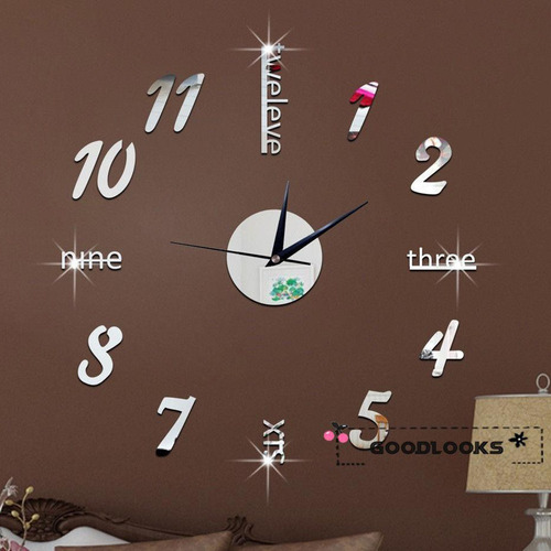 Reloj De Pared 3d Con Números De Espejo, Letras, Decoración