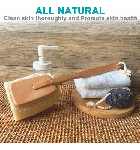 Esponja Exfoliante Natural Luffa Cepillo De Baño Con Mango L Color Nombre Del Diseño