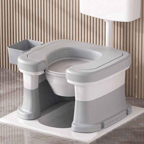 Silla De Baño En Cuclillas Para Inodoro, Taburete Gris