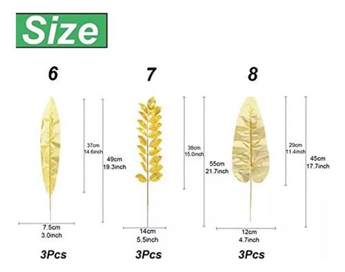 24 Hojas Artificiales, Hojas De Palma Dorada Y Plantas Tropi