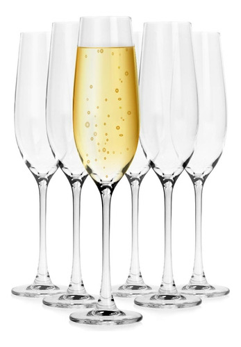 Copa Champagne Cristal Bohemia Columba 260ml Set X 6