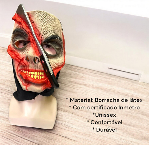 Fantasia Máscara Com Facão Na Cabeça Corte Profundo Terror Água