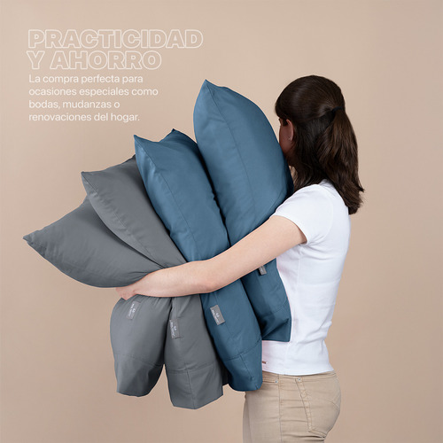 Paquete 2 Juegos Sábanas Queen Size Microfibra Real Textil Azul Y Gris Oscuro Liso