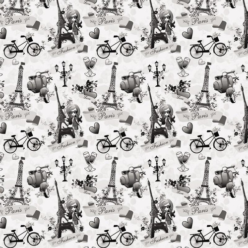 Papel De Parede Paris Fashion Amor Bicicleta Torre Eiffel