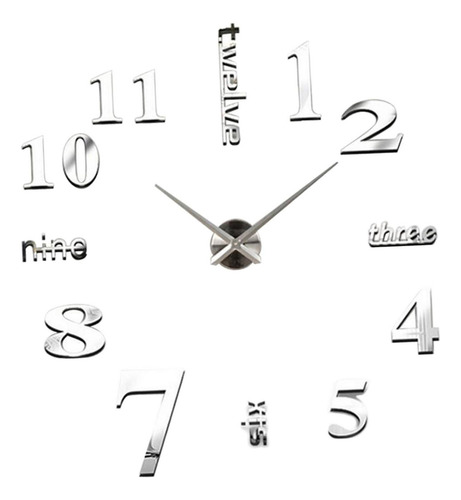 T Reloj De Pared Diy 3d Acrílico Stick On Marco Silent Clock