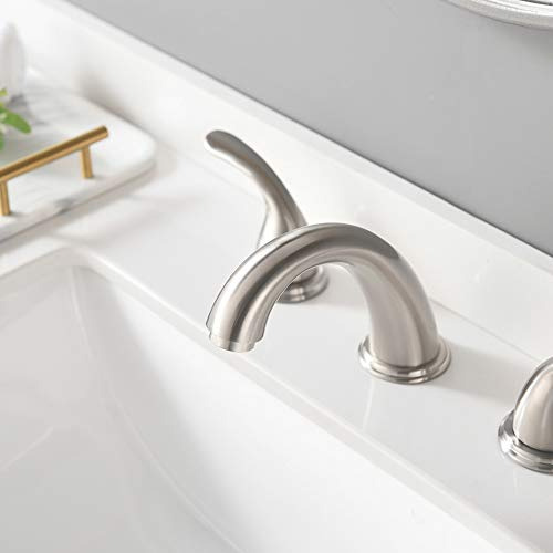 Grifo Baño 3 Agujeros Montaje Cubierta, Níquel Cepillado,