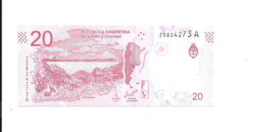 Liquido Billete Argentina. 20 Pesos Serie Fauna Unc