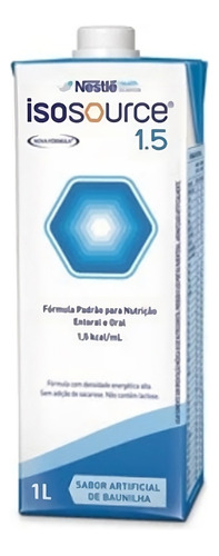 Suplemento em líquido Nestlé  Isosource 1.5 sabor  baunilha em embalagem longa-vida de 1L