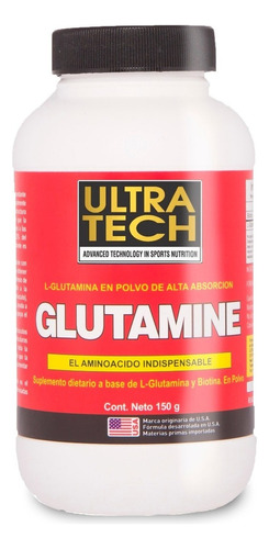Glutamina Ultra Tech 150 Grs Recuperacion Y Energia La Glutamina Aminoácido Mas Abundante En La Masa Muscular Sabor Sin Sabor