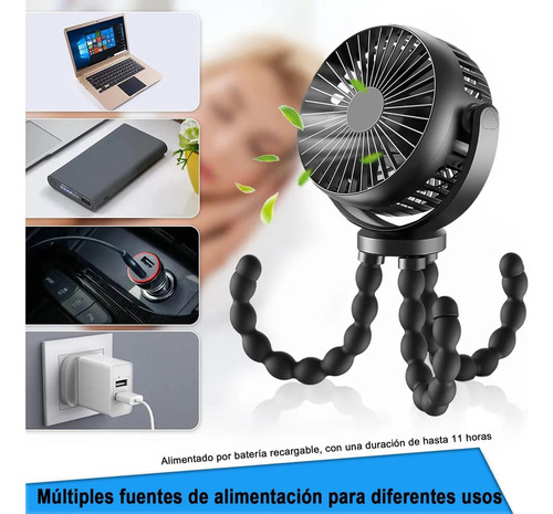 Ventilador Portátil Diseño Pulpo Trípode Flexible 5200mah