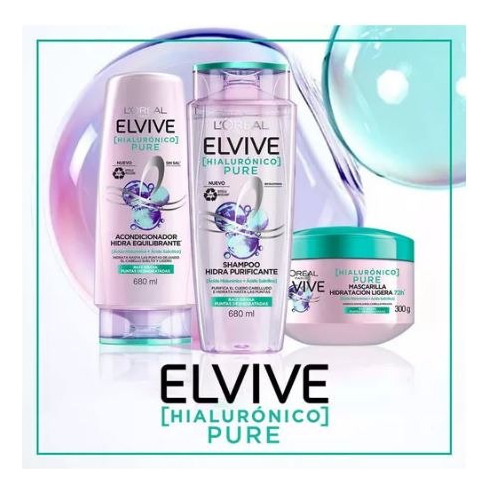 Shampoo Elvive Loreal Hialurónico Pure 680 Ml