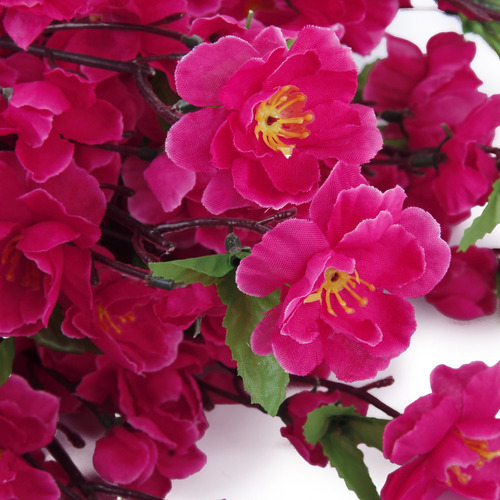10 Ramo De Flores De Durazno Artificial Con 3 Tallos De