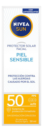 Protector Solar Facial Nivea Sun Piel Sensible Spf 50 50ml