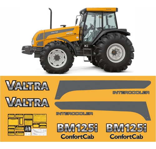 Kit Faixas Adesivas Compatível Trator Valtra Bm125 Completo