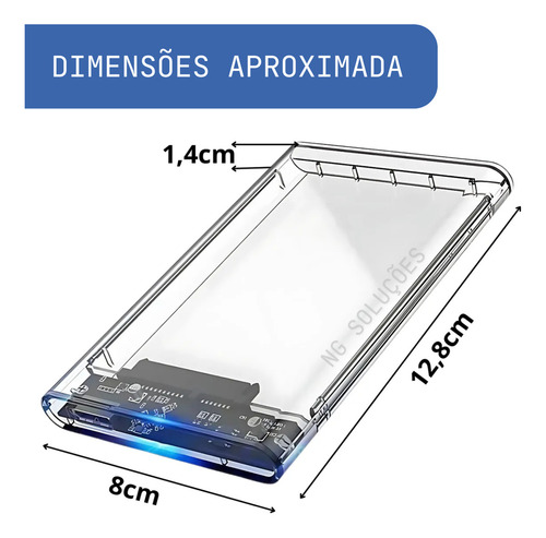 Case Hd Externo Gaveta Para Hd Ssd Sata 2,5 Usb 3.0 Transparente Adaptador Notebook Computador Pc Portátil Para Windows - Ng Soluções
