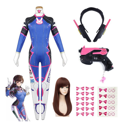 Game Overwatch Dva Cosplay Disfraces Mallas Y Peluca