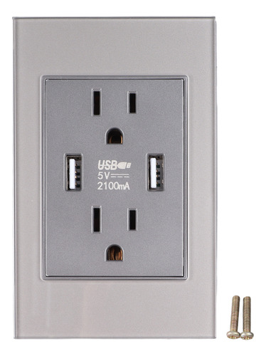 Toma De Corriente Placa Contacto Doble Y Carga Dual Usb