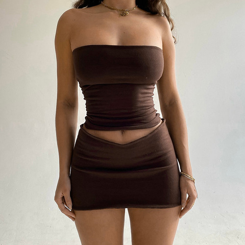 Conjuntos De Minifaldas Con Estampado De Tubo Tipo Bandeau S