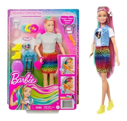 Muñeca Barbie Leopardo Arco Iris Mattel Original Arcoiris