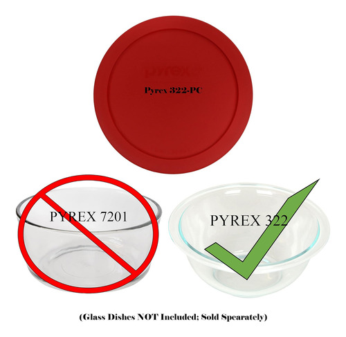 Pyrex 322-pc 1qt Tazón Para Mezclar Redondo Rojo Tapa De Plá