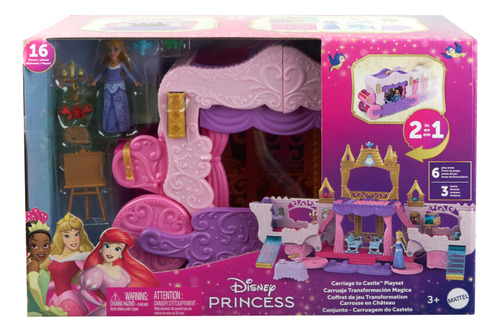 Mattel ® Disney Princ Aurora Castillo Carruaje Transformable