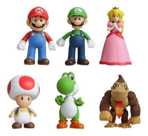 Set 6 Figuras Super Mario Bros Personajes Decoración Regalo