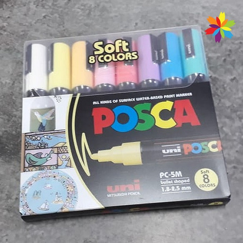 Set Posca Soft 8 Marcadores Pastel Pc 5m Punta Mediana