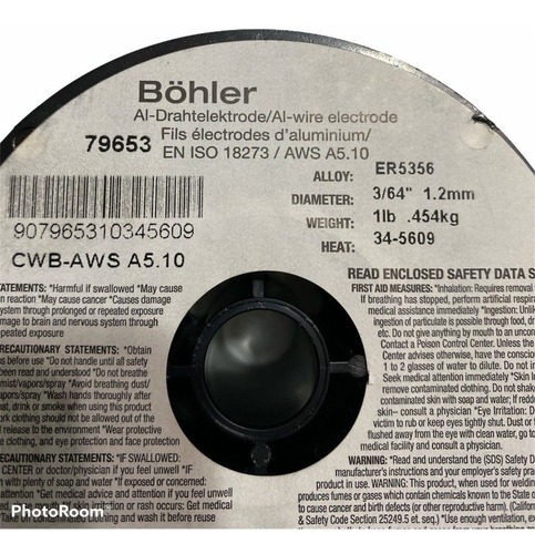 Soldadura De Aluminio Er5356 Diámetro 1.2mm Marca: Böhler