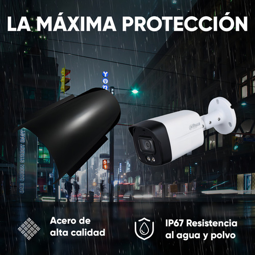 Dahua Cámara Bullet Hfw1239tlm-plus-atenea2 Full Color 2 Mp Con Protección Antivandálica Y Letrero Disuasivo Super Adapt Wdr Real 130 Db Microfono Integrado Lente De 3.6mm Led 40m Hfw1239tlm Ip67