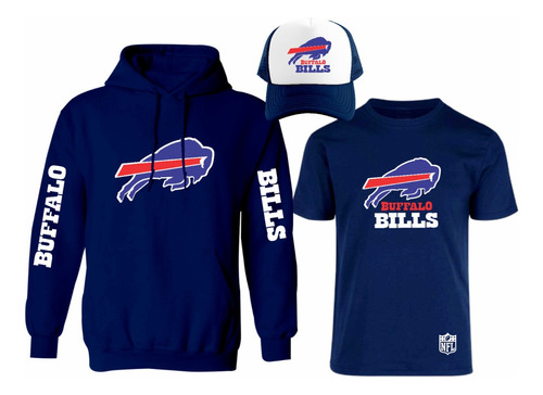 Kit Sudadera + Playera + Gorra Mod Buffalo Bills Nfl