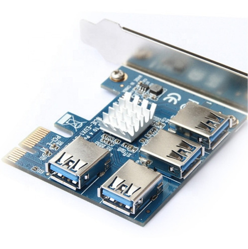 Imagen 5 de 8 de Adaptador Pcie 1x A 4 Usb 3.0 Riser Placa Rig Mineria Cripto