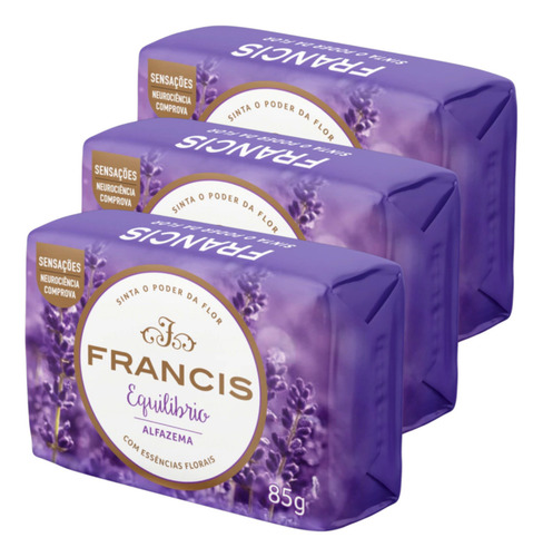 Sabonete Francis Equilíbrio Alfazema 85g - Pack C/3 Wxz