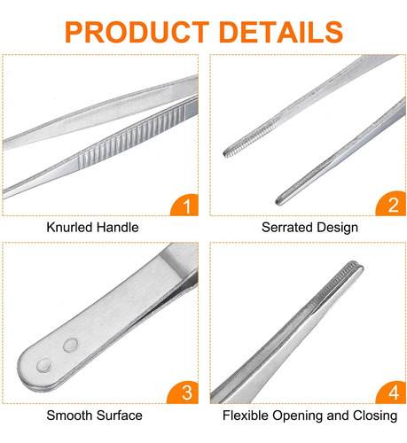 Pinzas De Acero Inoxidable Uxcell 63 Pulgadas Rectas Rectas