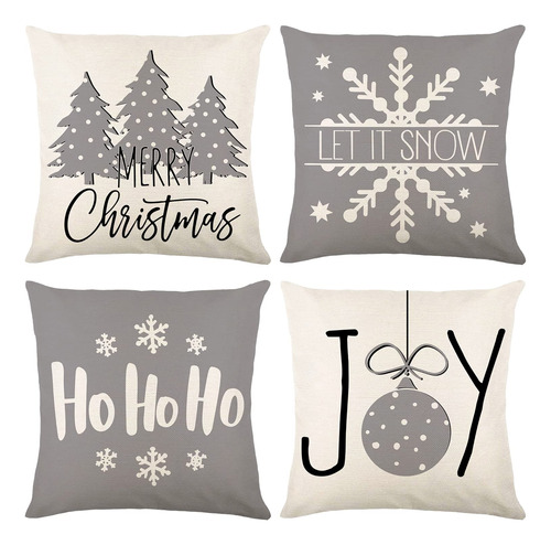 Jelomax Juego De 4 Fundas De Almohada Decorativas De Navidad