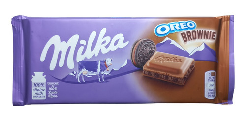 3 Barras De Chocolate Milka Com Recheio De Oreo Brownie 100g