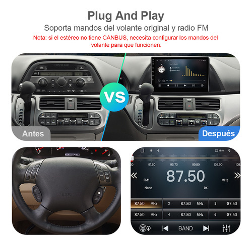 Para Estéreo 2+32g Honda Odyssey 2005-2010 Gps Carplay Wifi