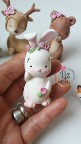 Animales Del Bosque Adorno En Porcelana Fria X6