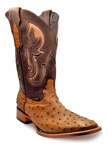 Bota Vaquera Wyoming, Piel Avestruz Antique Horma Bulldog