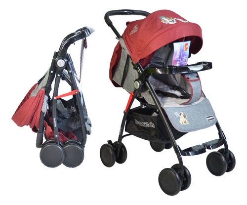 Cochecito de paseo Bipokids BBS 15 Coche Cuna rojo con chasis color negro